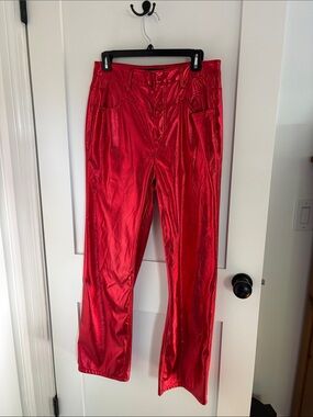 AFRM Metallic Red Wide-Leg Pants